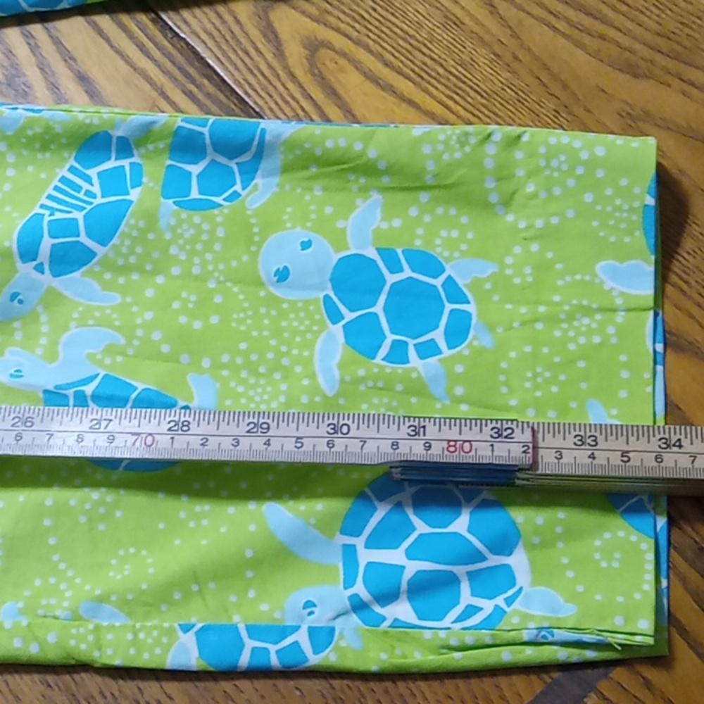 LILLY PULITZER Womens PANTS 8 Preowned Casual SLACKS GREEN Used TURTLES COTTON - Picture 2 of 7